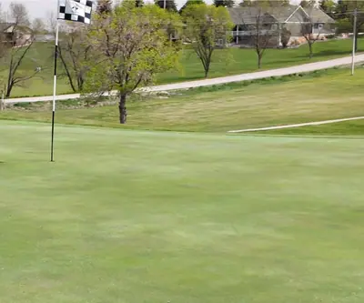 A green beside the road at Club 91 Golf Course in Leigh, Nebraska.