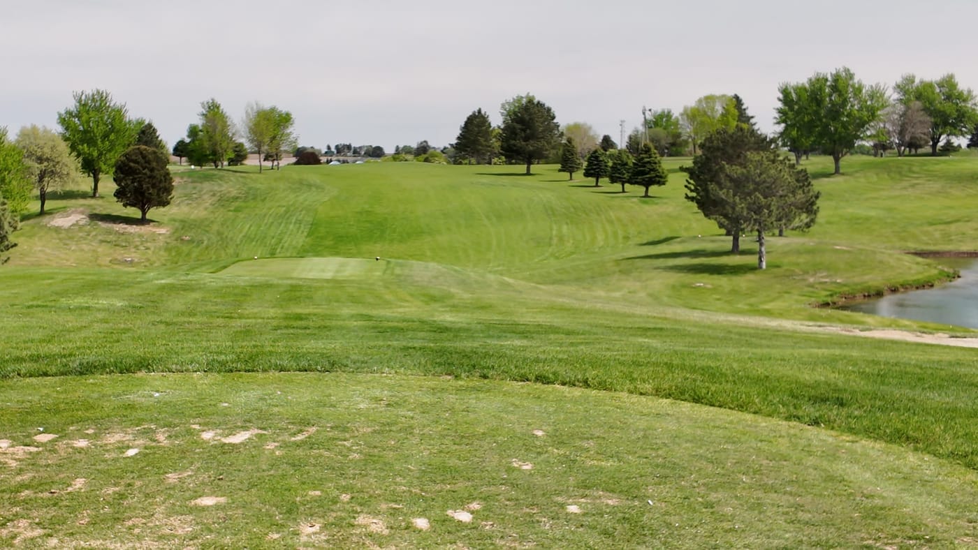 Real elevation change and water in play at Club 91 Golf Course in Leigh, Nebraska.