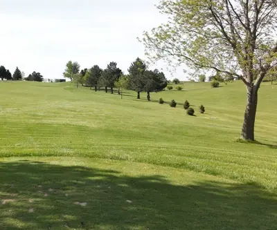 The rolling, hillier than expected terrain at Club 91 Golf Course in Leigh, Nebraska.
