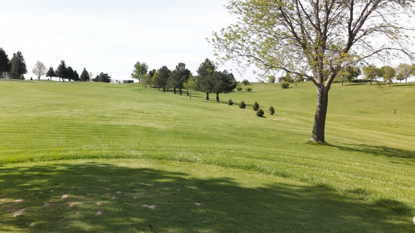 The rolling, hillier than expected terrain at Club 91 Golf Course in Leigh, Nebraska.