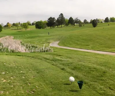 A wetland crossing off the tee at Club 91 Golf Course in Leigh, Nebraska.