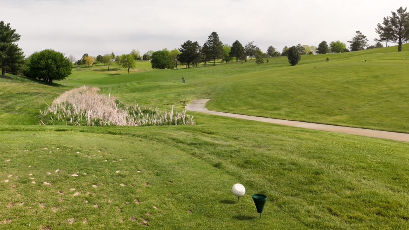 A wetland crossing off the tee at Club 91 Golf Course in Leigh, Nebraska.